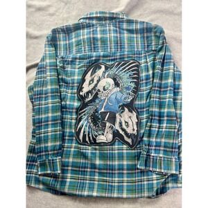 Hawker Rye Mens XXXL Custom Sans Undertale Gaster Blaster Plaid Flannel Shirt